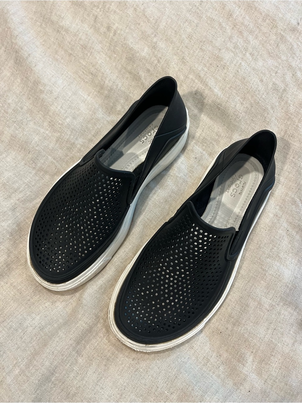 CROCS Black Slip-On Perforated Casual Shoes with White Sole